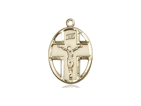 14kt Gold Filled Crucifix Pendant on a 24 inch Gold Plate Heavy Curb Chain - Unique Catholic Gifts