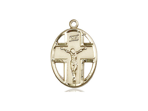 14kt Gold Filled Crucifix Pendant on a 24 inch Gold Plate Heavy Curb Chain - Unique Catholic Gifts