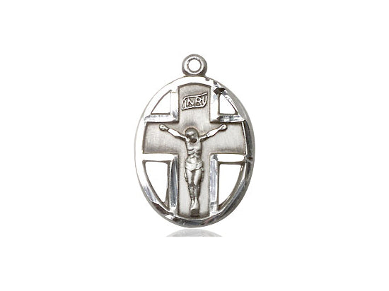 Sterling Silver Crucifix Pendant on a 18 inch Sterling Silver Light Curb Chain - Unique Catholic Gifts