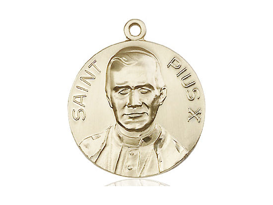 14kt Gold Filled Pope Pius X Pendant on a 24 inch Gold Plate Heavy Curb Chain - Unique Catholic Gifts