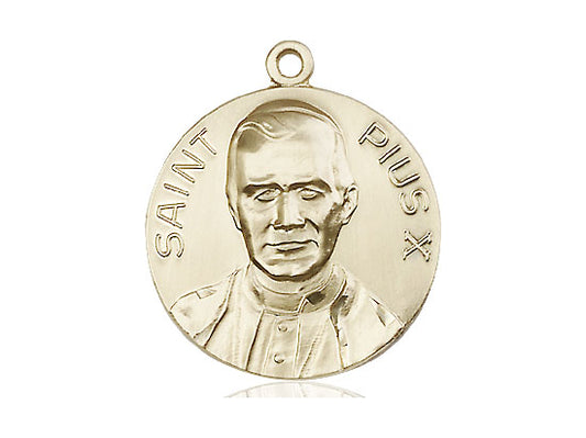 14kt Gold Filled Pope Pius X Pendant on a 24 inch Gold Plate Heavy Curb Chain - Unique Catholic Gifts