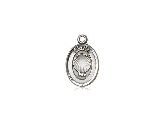 Sterling Silver Baptism Pendant on a 18 inch Sterling Silver Light Curb Chain - Unique Catholic Gifts