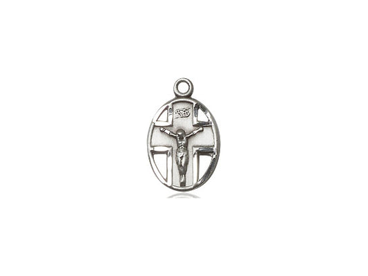 Sterling Silver Crucifix Pendant on a 18 inch Sterling Silver Light Curb Chain - Unique Catholic Gifts