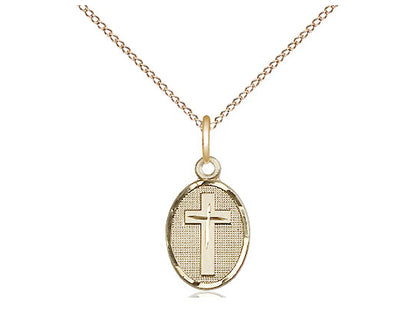 14kt Gold Filled Cross Pendant on a 18 inch Gold Filled Light Curb Chain - Unique Catholic Gifts