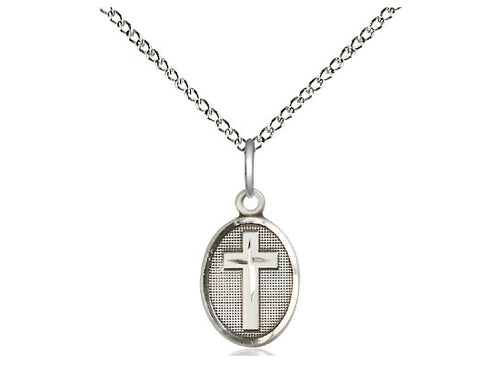Sterling Silver Cross Pendant on a 18 inch Sterling Silver Light Curb Chain - Unique Catholic Gifts