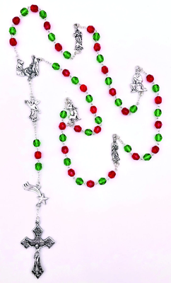 Red and Green Crystal Rosary - Unique Catholic Gifts