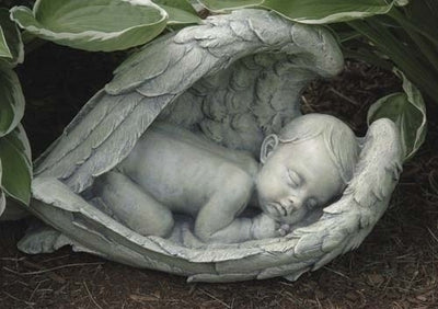 Sleeping Baby in Wings Garden Statue 7