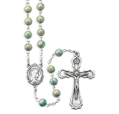 Silver Lava Bead Rosary - Unique Catholic Gifts