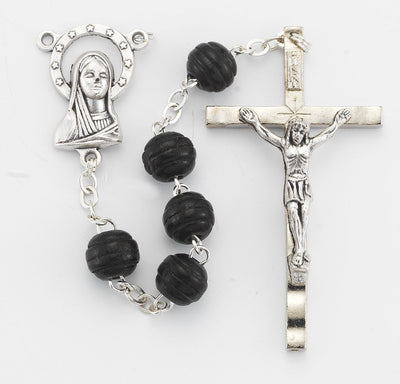 Black Wood Cut Rosary (8mm) - Unique Catholic Gifts