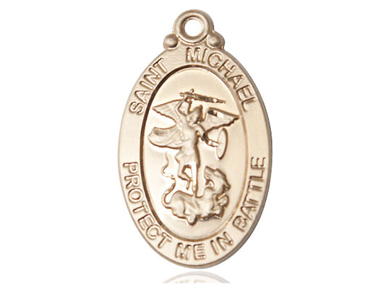 14kt Gold Filled St Michael Guardian Angel Pendant on a 24 inch Gold Plate Heavy Curb Chain - Unique Catholic Gifts