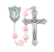 Pink Freshwater Pearl Bead Rosary - Unique Catholic Gifts