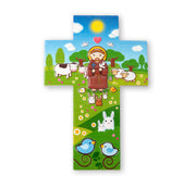 St. Francis of Assisi 5 3/4" Resin Cross (Little Drops Of Water) - Unique Catholic Gifts