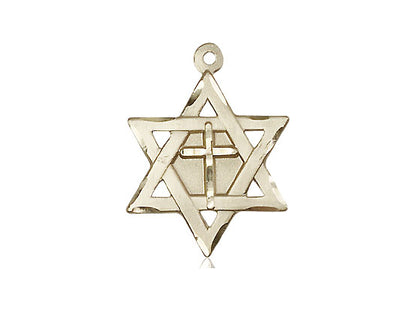 14kt Gold Filled Star of David w/ Cross Pendant on a 24 inch Gold Plate Heavy Curb Chain - Unique Catholic Gifts