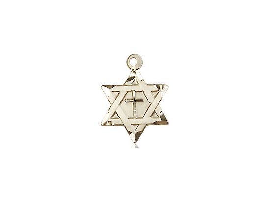 14kt Gold Filled Star of David w/ Cross Pendant on a 18 inch Gold Filled Light Curb Chain - Unique Catholic Gifts