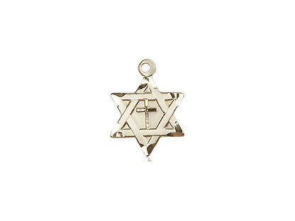 14kt Gold Filled Star of David w/ Cross Pendant on a 18 inch Gold Filled Light Curb Chain - Unique Catholic Gifts