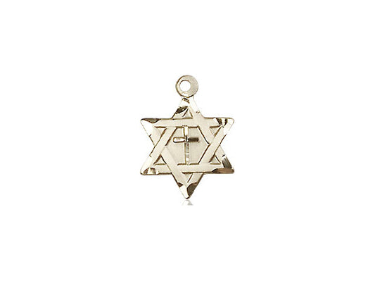 14kt Gold Filled Star of David w/ Cross Pendant on a 18 inch Gold Filled Light Curb Chain - Unique Catholic Gifts