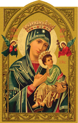 Our Lady of Perpetual Help Holy Card (embossed) - Unique Catholic Gifts