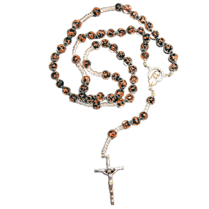 Black Swirl Genuine Murano Rosary with handknotted Sommerso Beads - Unique Catholic Gifts
