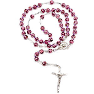 Amethyst Genuine Murano Rosary with handknotted Sommerso Beads - Unique Catholic Gifts