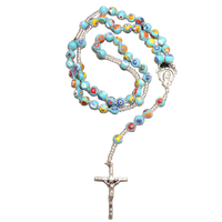 Turquoise Genuine Murano Rosary with handknotted Mosaic Beads - Unique Catholic Gifts