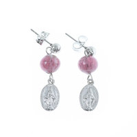 Genuine Murano Earrings with Amethyst Color Beads - Unique Catholic Gifts