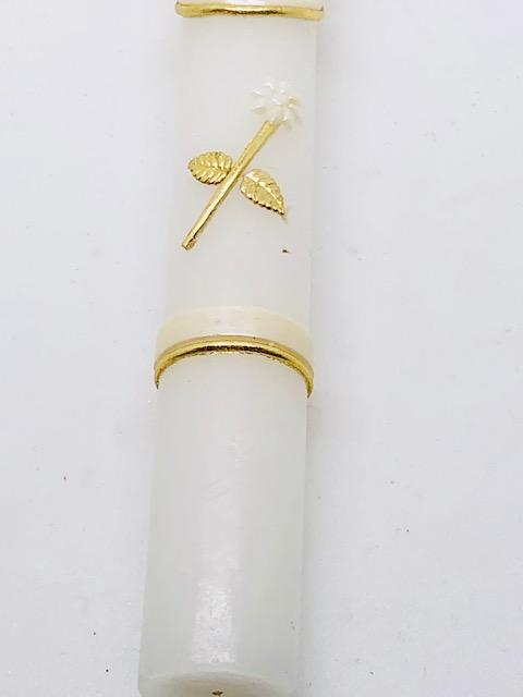 Baptismal Baby Candle with Gold Trim 12" - Unique Catholic Gifts