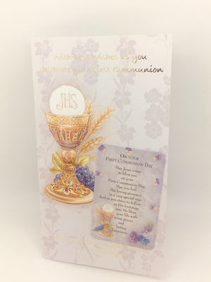 Celebrate your First Communion Card with Holy Card - Unique Catholic Gifts