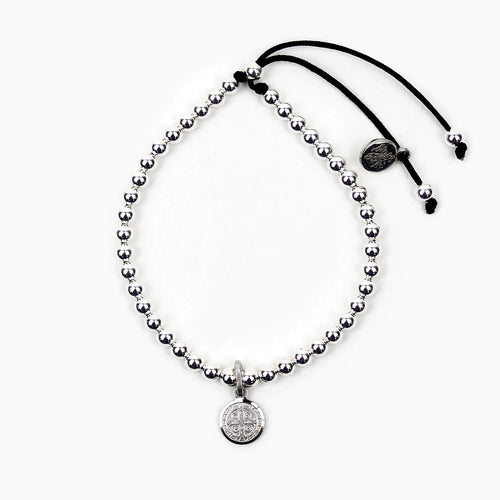 Sterling Silver Beaded Benedictine Blessing Bracelet - Unique Catholic Gifts