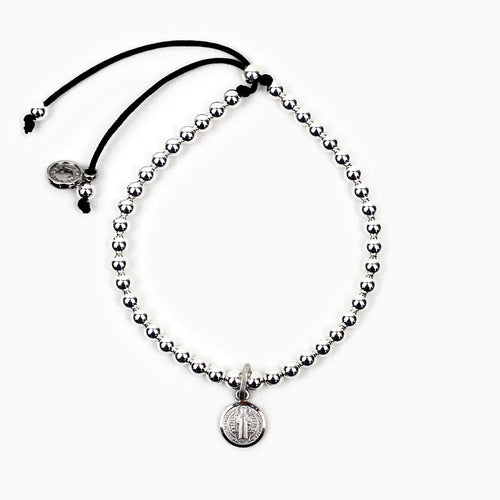 Sterling Silver Beaded Benedictine Blessing Bracelet - Unique Catholic Gifts