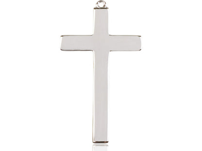 Sterling Silver Choir Cross Pendant on a 24 inch Light Rhodium Heavy Curb Chain - Unique Catholic Gifts