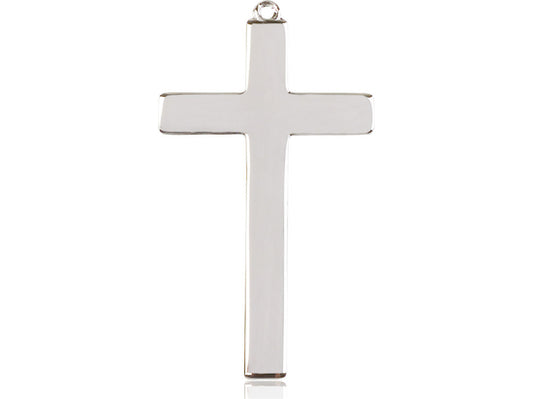 Sterling Silver Choir Cross Pendant on a 24 inch Light Rhodium Heavy Curb Chain - Unique Catholic Gifts