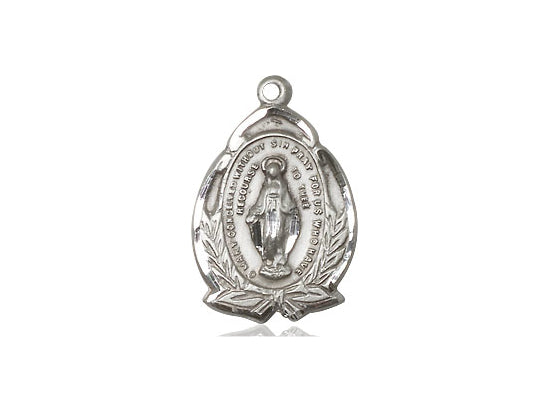 Sterling Silver Miraculous Pendant on a 18 inch Sterling Silver Light Curb Chain - Unique Catholic Gifts