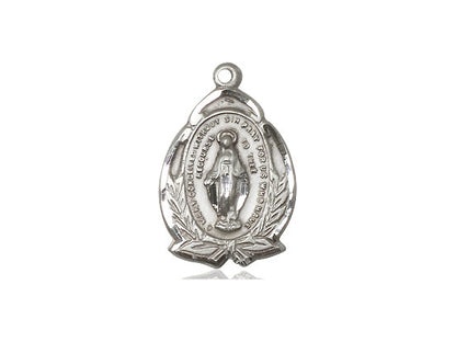 Sterling Silver Miraculous Pendant on a 18 inch Sterling Silver Light Curb Chain - Unique Catholic Gifts