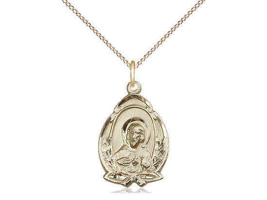 14kt Gold Filled Scapular Pendant on a 18 inch Gold Filled Light Curb Chain. - Unique Catholic Gifts
