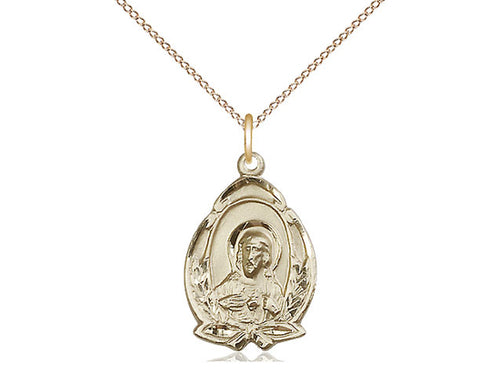 14kt Gold Filled Scapular Pendant on a 18 inch Gold Filled Light Curb Chain. - Unique Catholic Gifts