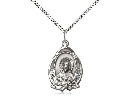 Sterling Silver Scapular Pendant on a 18 inch Sterling Silver Light Curb Chain - Unique Catholic Gifts