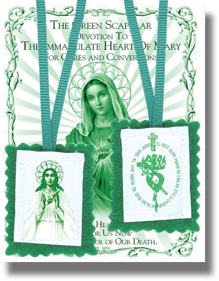 Plain Green  Scapular with Pamphlet - Unique Catholic Gifts