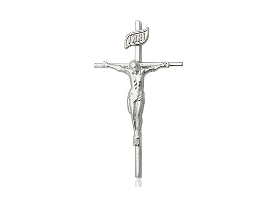 Sterling Silver Crucifix Pendant on a 18 inch Sterling Silver Light Curb Chain - Unique Catholic Gifts