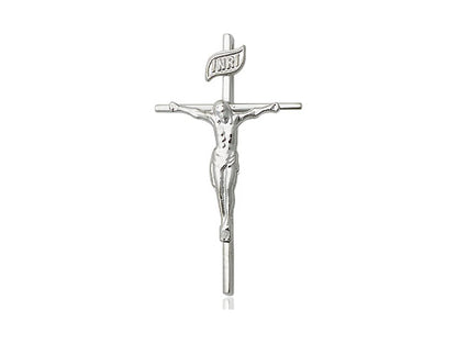 Sterling Silver Crucifix Pendant on a 18 inch Sterling Silver Light Curb Chain - Unique Catholic Gifts