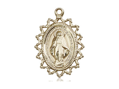 14kt Gold Filled Miraculous Pendant on a 24 inch Gold Plate Heavy Curb Chain - Unique Catholic Gifts