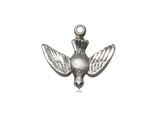 Sterling Silver Holy Spirit Pendant on a 18 inch Sterling Silver Light Curb Chain - Unique Catholic Gifts