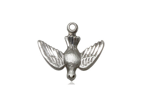 Sterling Silver Holy Spirit Pendant on a 18 inch Sterling Silver Light Curb Chain - Unique Catholic Gifts