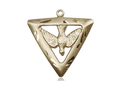14kt Gold Filled Holy Spirit / Triangle Pendant on a 24 inch Gold Plate Heavy Curb Chain - Unique Catholic Gifts