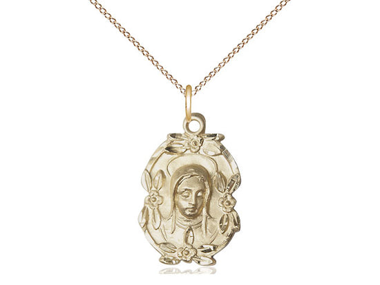 14kt Gold Filled Madonna Pendant on a 18 inch Gold Filled Light Curb Chain - Unique Catholic Gifts