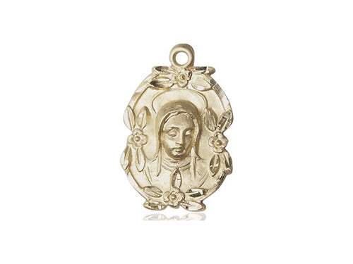 14kt Gold Filled Madonna Pendant on a 18 inch Gold Filled Light Curb Chain - Unique Catholic Gifts