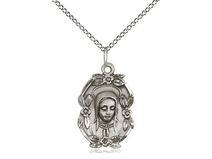 Sterling Silver Madonna Pendant on a 18 inch Sterling Silver Light Curb Chain - Unique Catholic Gifts