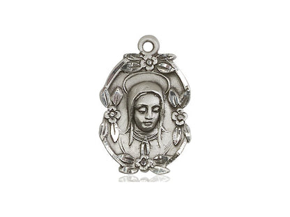 Sterling Silver Madonna Pendant on a 18 inch Sterling Silver Light Curb Chain - Unique Catholic Gifts