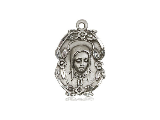 Sterling Silver Madonna Pendant on a 18 inch Sterling Silver Light Curb Chain - Unique Catholic Gifts