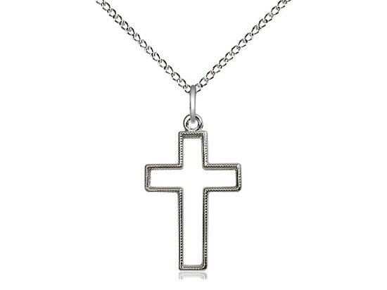 Sterling Silver Cross Pendant on a 18 inch Sterling Silver Light Curb Chain - Unique Catholic Gifts