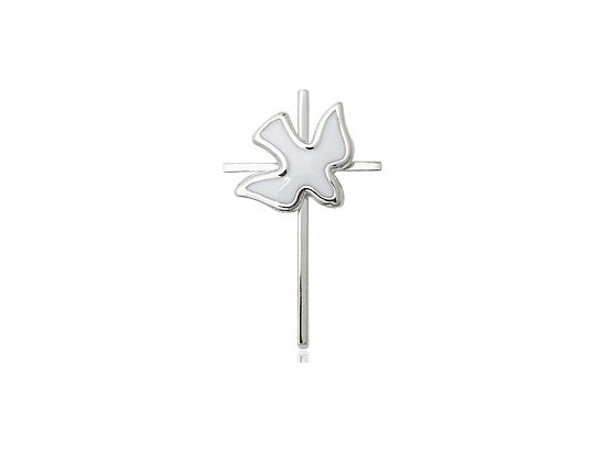 Sterling Silver Cross Holy Spirit Pendant on a 18 inch Sterling Silver Light Curb Chain - Unique Catholic Gifts